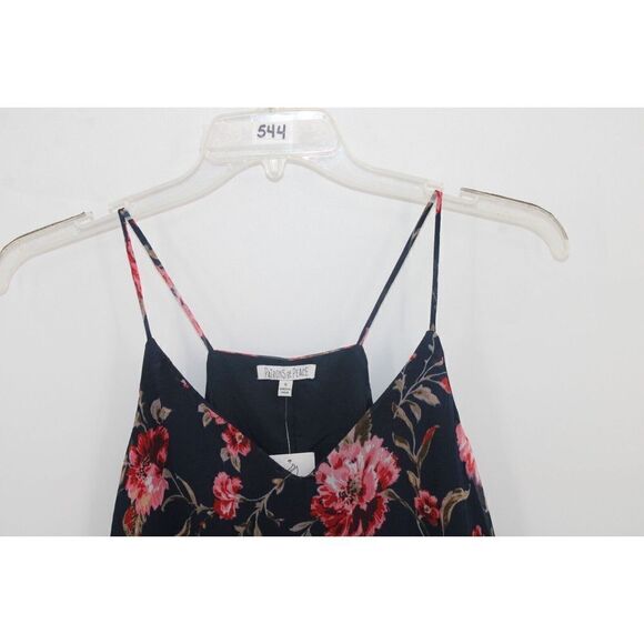 Patrons Of Peace Boho NAVY Floral Ruffle Peplum BLOUSE Top Size Small NWT - Picture 2 of 7